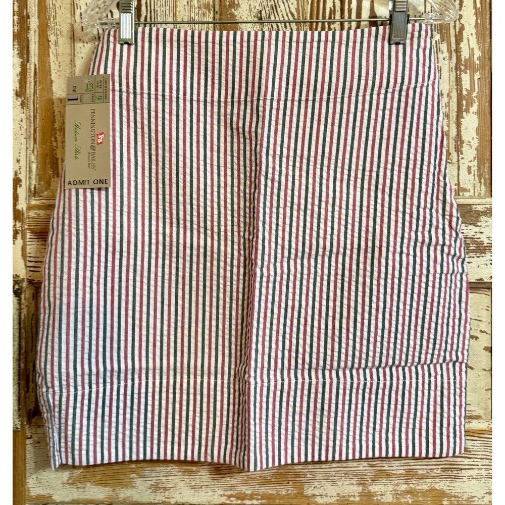 Pennington & Bailes Cotton Gingham Athletic Skirt - White/Black/Red - Size 2